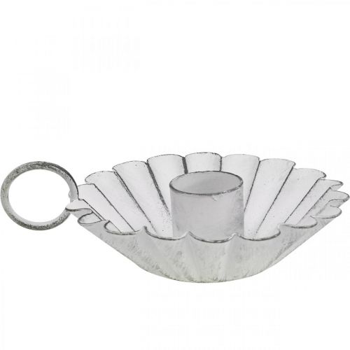 Floristik24 Kerzenständer Shabby Chic Weiß Metall Deko Ø9,5cm H3cm