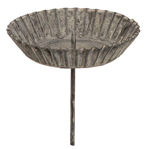 Floristik24 Kerzenhalter zum Stecken für Stumpenkerzen Grau Ø9,5cm 4St