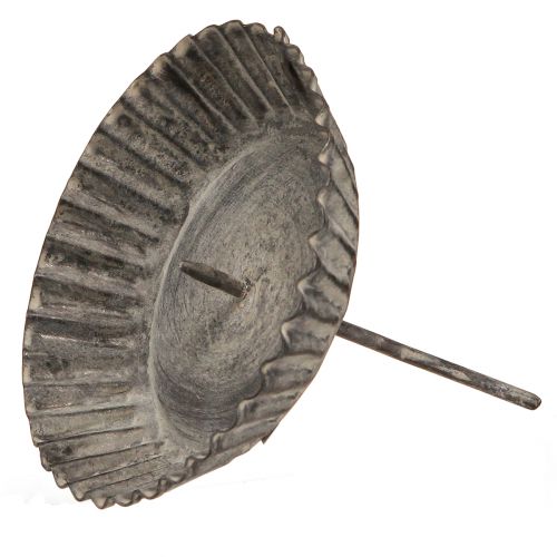 Floristik24 Kerzenhalter zum Stecken für Stumpenkerzen Grau Ø9,5cm 4St