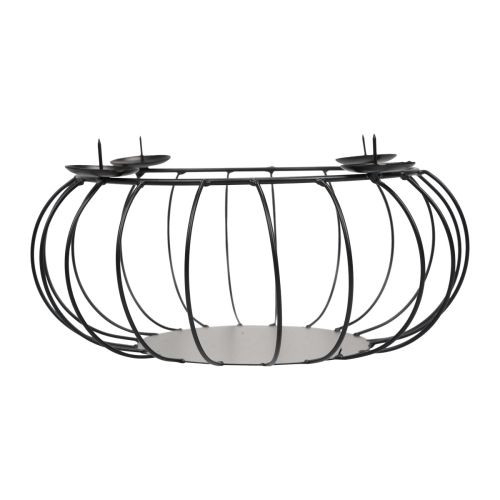Floristik24 Kerzenhalter Schwarz Metall Adventskranz Metallschale Ø25cm