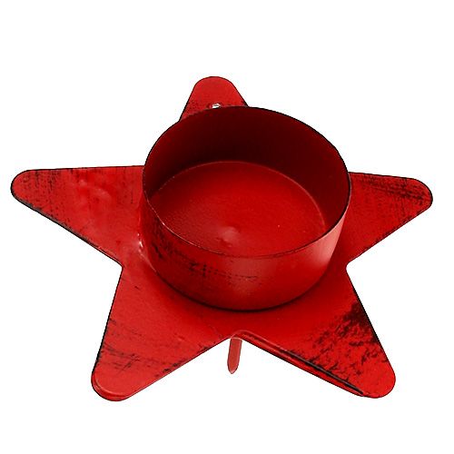 Floristik24 Kerzenhalter Sternform für Teelicht 10x7cm rot