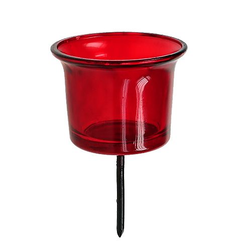 Floristik24 Kerzenhalter für Teelicht Glas rot Ø6cm L10cm