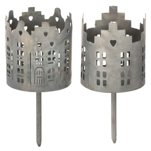 Teelichthalter und Kerzenhalter mit Dorn Häuser Design 6cm 2St kaufen | Floristik24.de