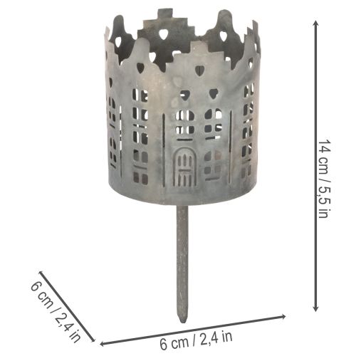 Teelichthalter und Kerzenhalter mit Dorn Häuser Design 6cm 2St | Floristik24.de