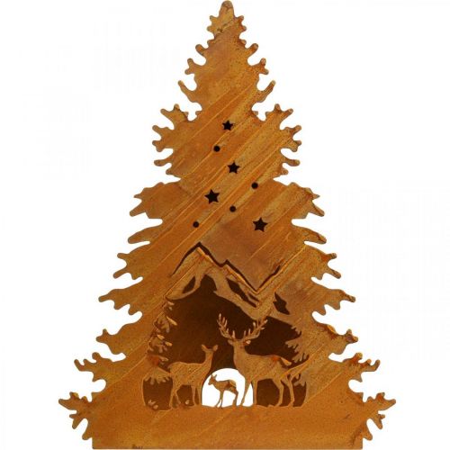 Artikel Teelichthalter Weihnachten Edelrost Hirsch Tanne H50cm