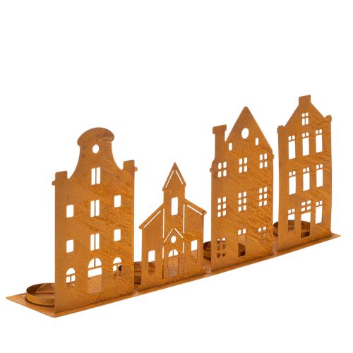 Kerzenständer Weihnachtsbeleuchtung Deko Häuser Rost 52×12cm kaufen | Floristik24.de