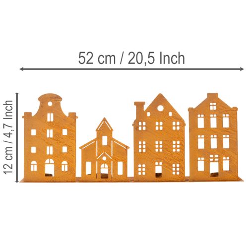 Kerzenständer Weihnachtsbeleuchtung Deko Häuser Rost 52×12cm | Floristik24.de