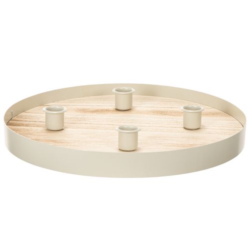 Kerzentablett aus Holz rund für vier Stabkerzen 30cm