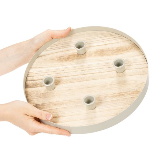 Kerzentablett aus Holz rund für vier Stabkerzen 30cm | Floristik24.de