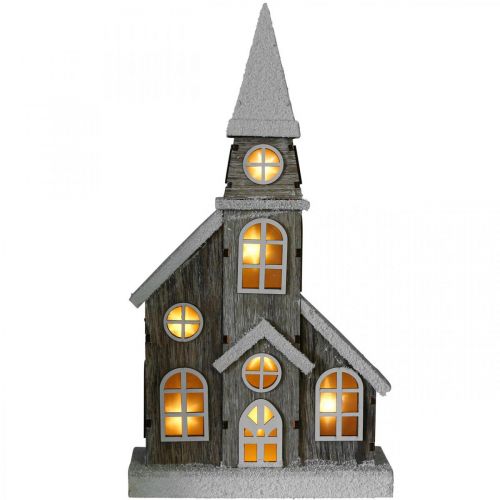Floristik24 Lichthaus Kirche aus Holz Weihnachtskirche Holzkirche H45cm