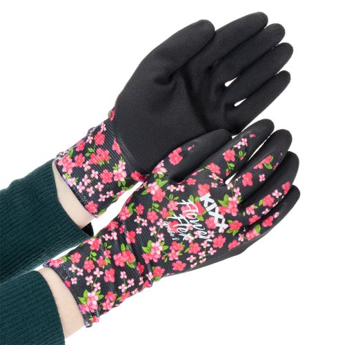 Artikel Kixx Gartenhandschuhe Erdbeer Motiv Weiß Rot Größe 8 Kixx Gartenhandschuhe Blüten Schwarz Größe 8