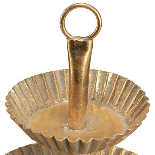 Floristik24 Kleine Etagere Metall 2-stöckig Antik Gold Ø13cm H16,5cm