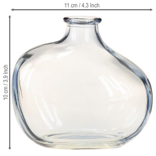 Floristik24 Kleine Glasvase klar modern Mini Vase Glas Blau 11×6×10cm 3St