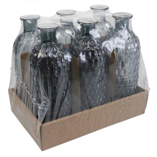 Floristik24 Kleine Glasvase Vase Wabenoptik Glas Blaugrau H20cm 6St