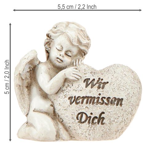 Artikel Kleiner Deko Engel mit Herz und Spruch Creme H5cm 6 St