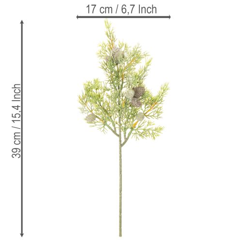 Konifere Kunstzweig mit Zapfen als künstliche Tischdekoration 39cm 4St | Floristik24.de