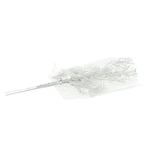 Floristik24 Korallenzweig mit Glimmer Weiß L32cm 3St