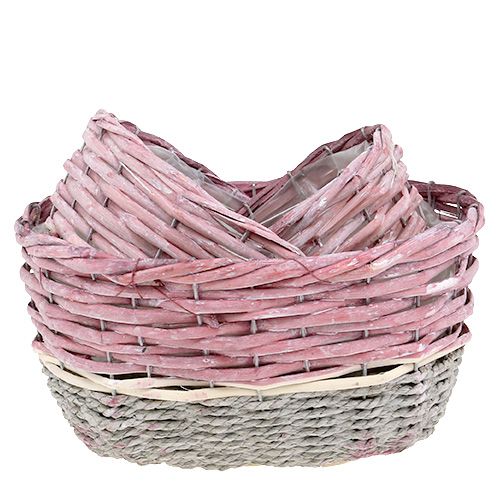 Floristik24 Korb oval 3er-Set Rosa, Natur