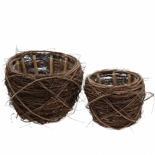 Floristik24 Pflanztopf Weide Naturfarben Ø26/20cm H20/16cm 2er-Set