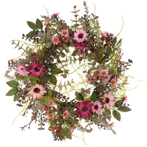 Floristik24 Blumenkranz mit Gänseblümchen und Beeren Altrosa Ø30cm