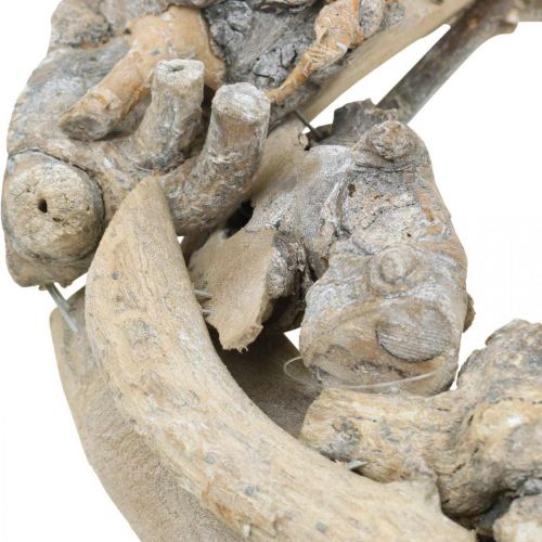 Floristik24 Deko Kranz Holz Wurzelkranz Weiß gewaschen Ø35cm H9cm