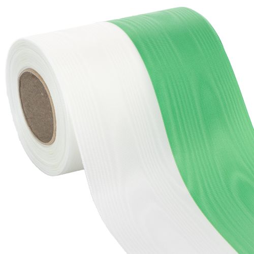 Kranzbänder Moiré 125mm x 25m in Grün-Weiß, Schleifenband Taftbindung, Nationalband Dekoband kaufen | Floristik24.de
