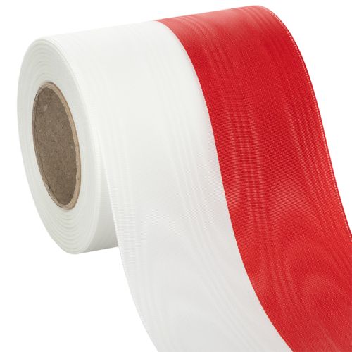 Artikel Kranzbänder Moiré Weiß-Rot 100 mm