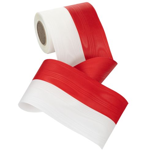Kranzbänder Moiré Weiß-Rot 125mm - Trauerband Dekoband Schleifenband Festband 25m Rolle | Floristik24.de