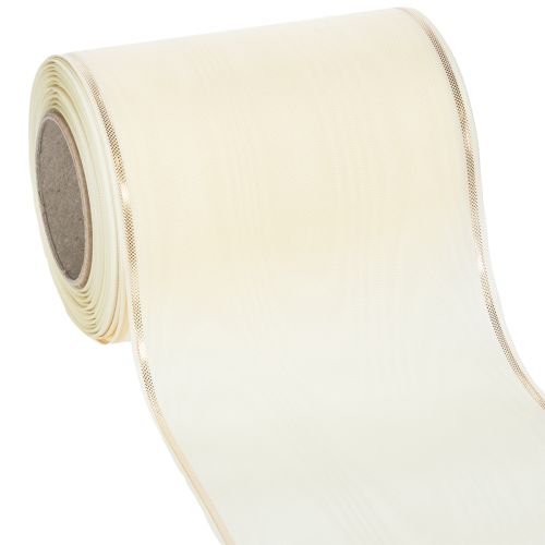 Kranzband Creme mit Goldkante Supersatin 125mm 25m - Wasserfest, Ideal für Computerdruck & Umweltfreundlich kaufen | Floristik24.de