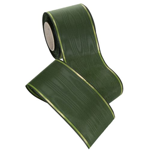 Artikel Kranzband Dunkelgrün mit Goldkante 75mm 25m - Ideal für Trauerschleifen und Floristik