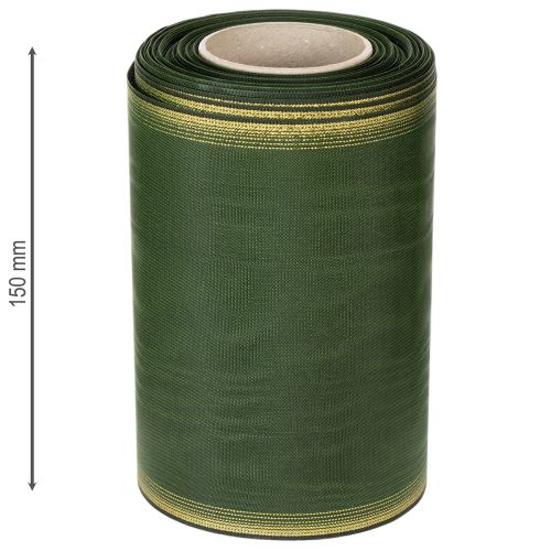 Artikel Kranzband Moiré 150mm Dunkelgrün mit Perlkante in Gold, Taftbindung 25m Rolle für Dekoration und Gestaltung