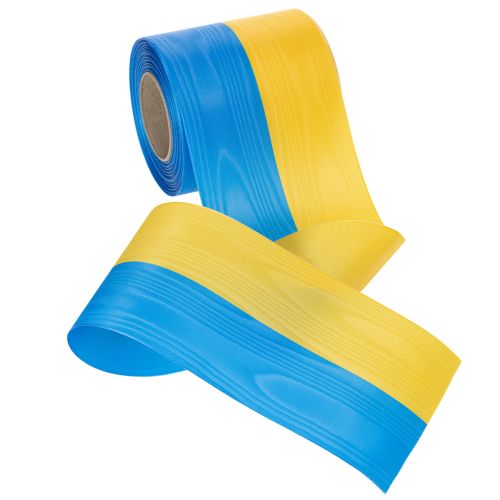 Kranzband Moiré Blau-Gelb 100mm, Schleifenband National, Vereinsband Deko, Trauerband Festlich, Acetat | Floristik24.de