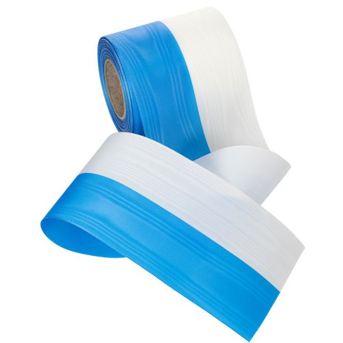 Kranzband Moiré Blau-Weiß 100mm Dekoband Taft | Floristik24.de