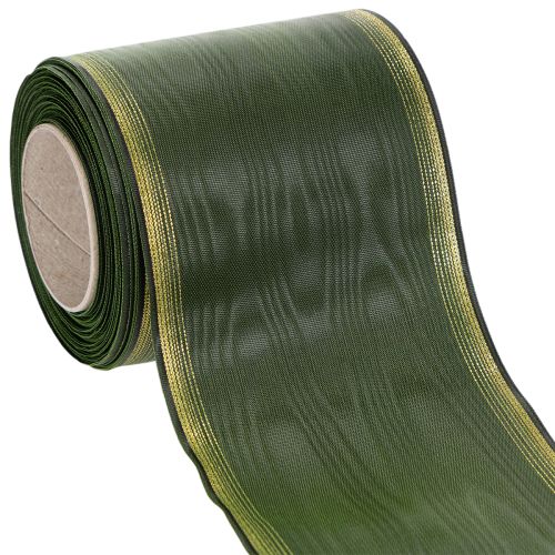 Floristik24 Kranzband Moiré Dunkelgrün 100mm Dekoband Taftband