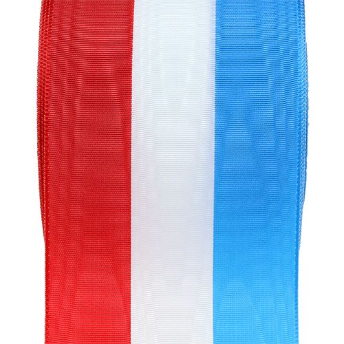 Floristik24 Kranzband Moiré Blau-Weiß-Rot 75mm