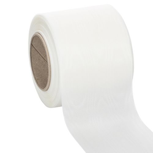 Kranzband Weiß Hochwertig 75mm x 25m - Dekoband für Floristik und Trauerfeiern, ideal zum Bedrucken kaufen | Floristik24.de