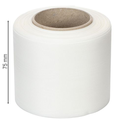 Kranzband Weiß Hochwertig 75mm x 25m - Dekoband für Floristik und Trauerfeiern, ideal zum Bedrucken | Floristik24.de