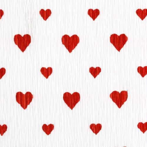 Artikel Krepppapier mit Herzen Floristenkrepp Muttertag Rot, Weiß 50×250cm