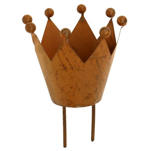 Floristik24 Windlicht Krone zum Stecken Rost Ø4cm H7cm
