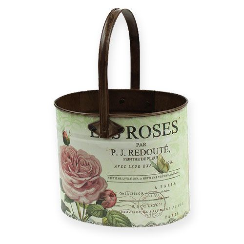 Floristik24 Deko-Kübel Set mit Griff, Rosenmotiv 3St