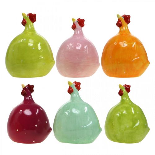 Floristik24 Deko Huhn Keramik, Lustiges Huhn Osterdeko H10,5cm Sortiert 6St