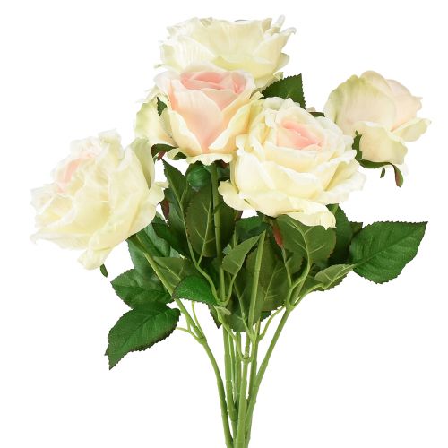 Künstliche Rosen Kunstblumenstrauß Rosen Creme Rosa Pick 54cm