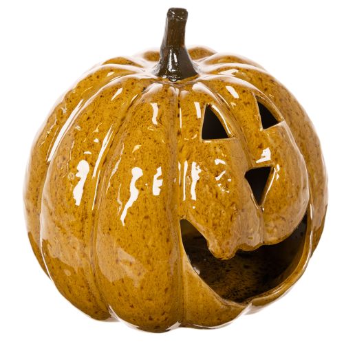 Keramik Kürbis mit Gesicht LED Dekoration Halloween 19cm kaufen | Floristik24.de