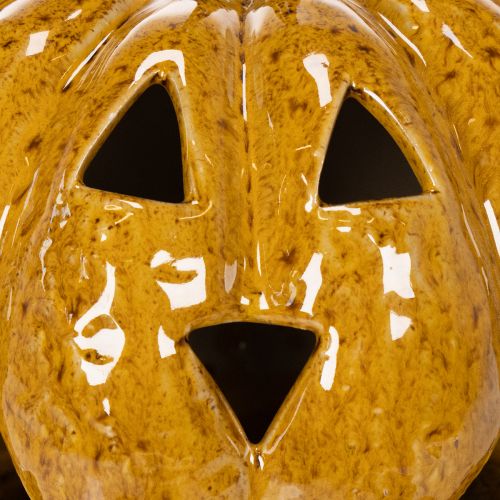 Keramik Kürbis mit Gesicht LED Dekoration Halloween 19cm | Floristik24.de