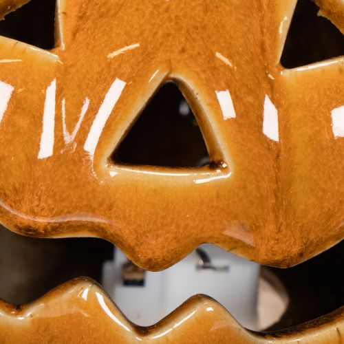Keramik Kürbis LED Halloween Dekoration klein 10cm | Floristik24.de