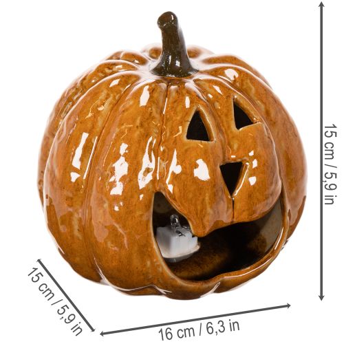 Keramik Kürbis Halloween LED Dekoration 15cm | Floristik24.de