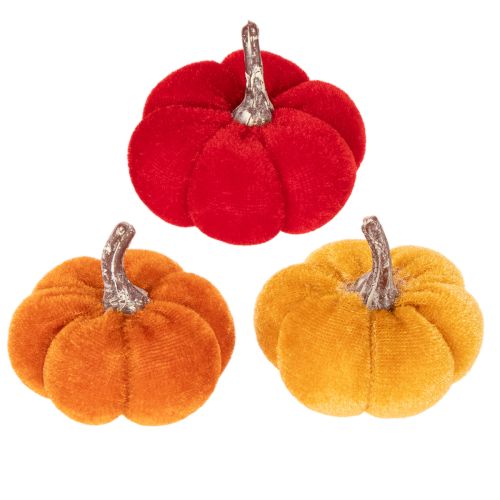 Deko Kürbis Set aus Samt in drei Farben Mini Kürbis 5cm 12St