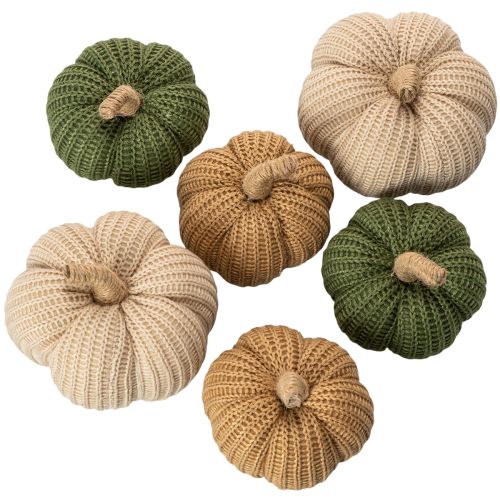 Deko Kürbis gestrickt Herbstdeko 10cm 6St kaufen | Floristik24.de