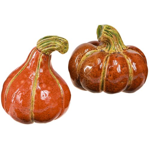 Floristik24 Kürbisse Keramik Herbstdeko Braun Orange 10/13cm 2 St