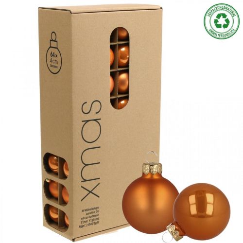 Floristik24 Weihnachtskugeln Glas Orange Kugeln Matt/Glänzend Ø4cm 60 St